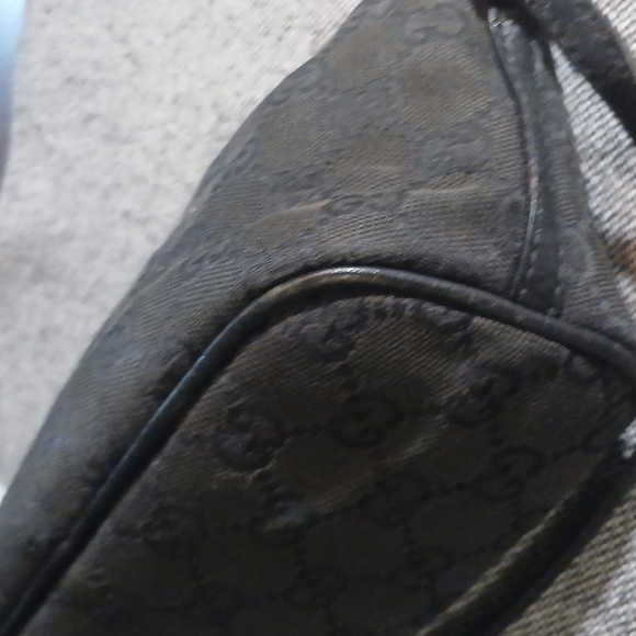 Authentic Gucci Vintage Hand Bag Pouch Purse GG Canvas Leather Black - Picture 11 of 16